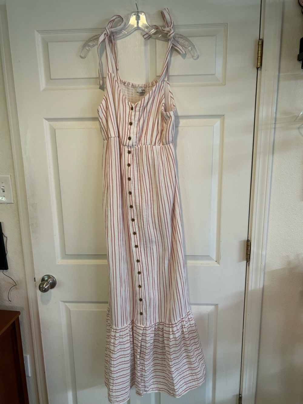 Sonoma Cream Maxi Dress with Rust Stripe Accents